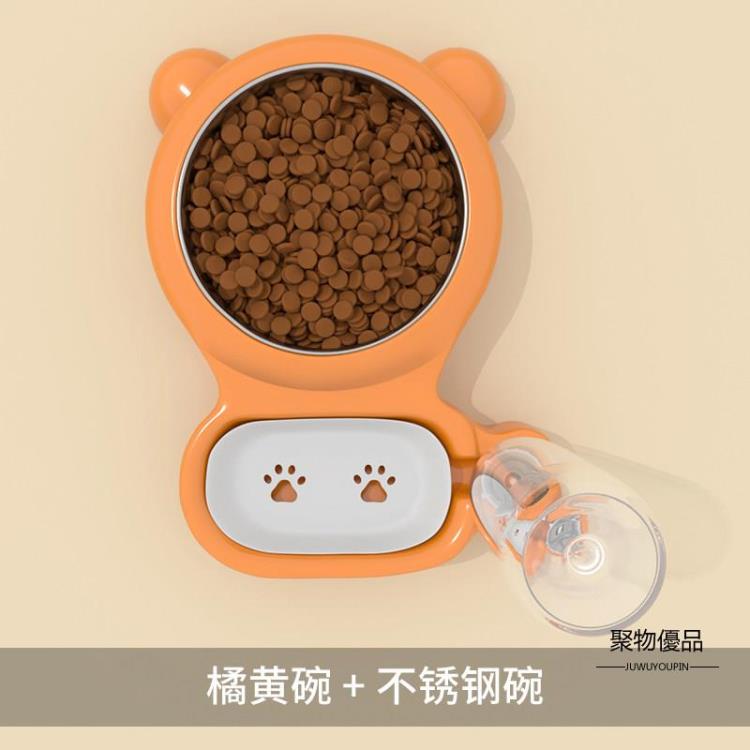 狗盆狗碗貓碗雙碗自動飲水食盆狗狗碗貓咪食碗防打翻飯盆寵物用品【聚物優品】