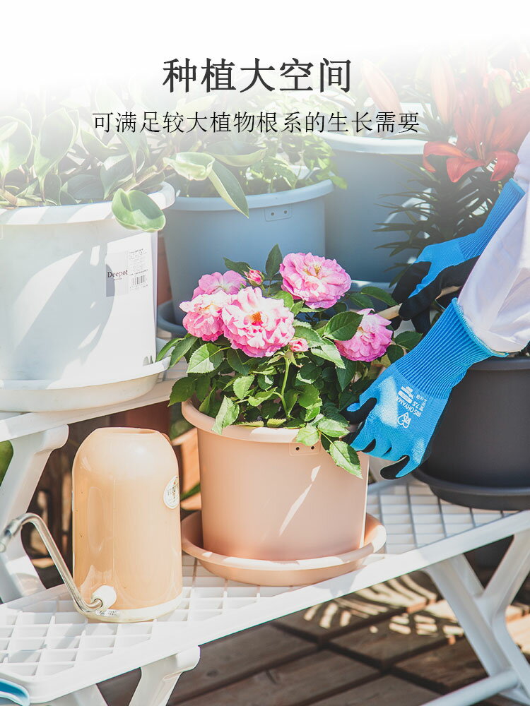 愛麗思樹脂花盆塑膠月季大口徑圓形盆栽盆器加深加高加月季花盆