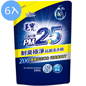 【6入】毛寶 PM2.5 制臭極淨 抗菌洗衣精 補充包 2000g