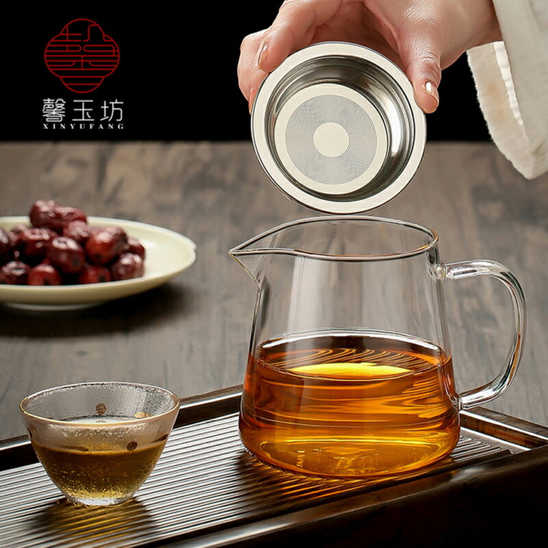 透明耐高溫玻璃公道杯大小號茶海分茶器可煮過濾茶漏茶海