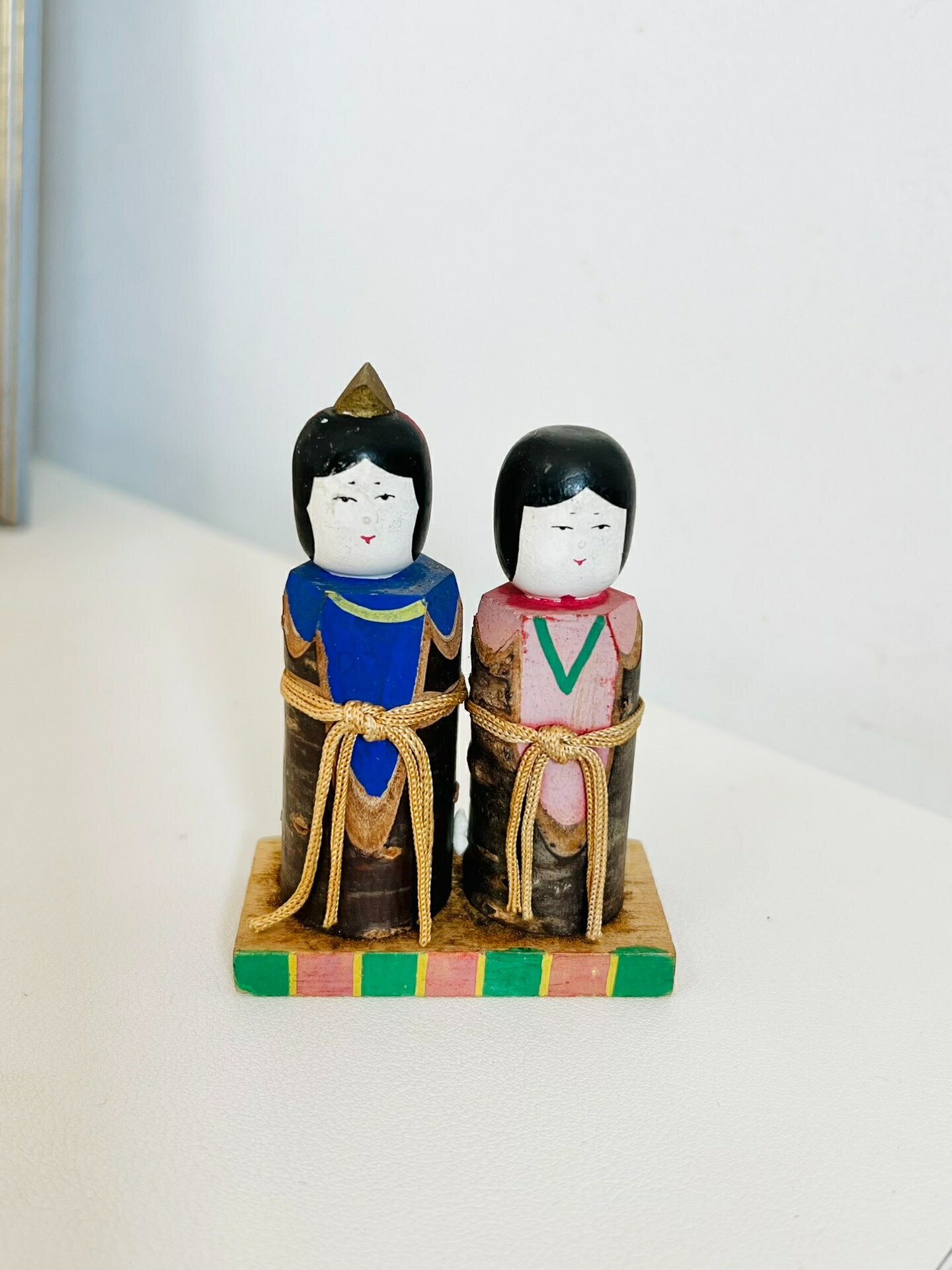日本昭和 鄉土玩具 櫻樹皮木雛人形置物擺飾
