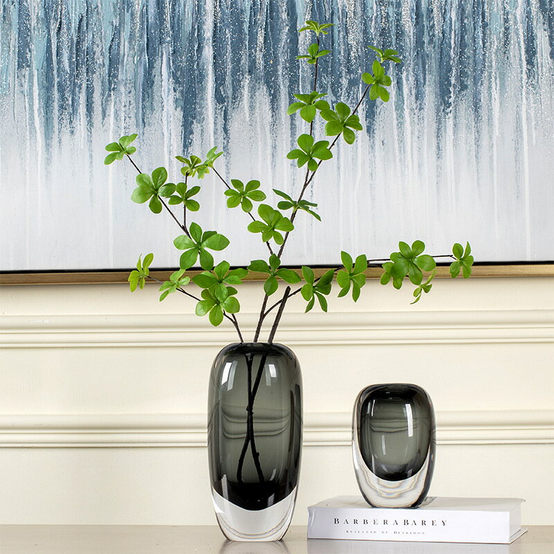 現代簡約琉璃花瓶插花擺件客廳玄關樣板間餐桌酒店輕奢工藝裝飾品