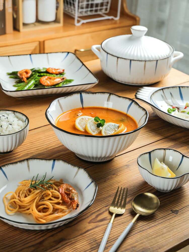 陶瓷碗創意個性家用餐具飯碗碟菜盤魚盤大湯碗帶蓋泡面碗
