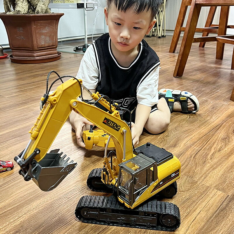 遙控汽車 無線遙控 遙控車 大號合金遙控挖掘機兒童玩具車男孩汽車仿真電動挖土機工程車挖機『YS1649』