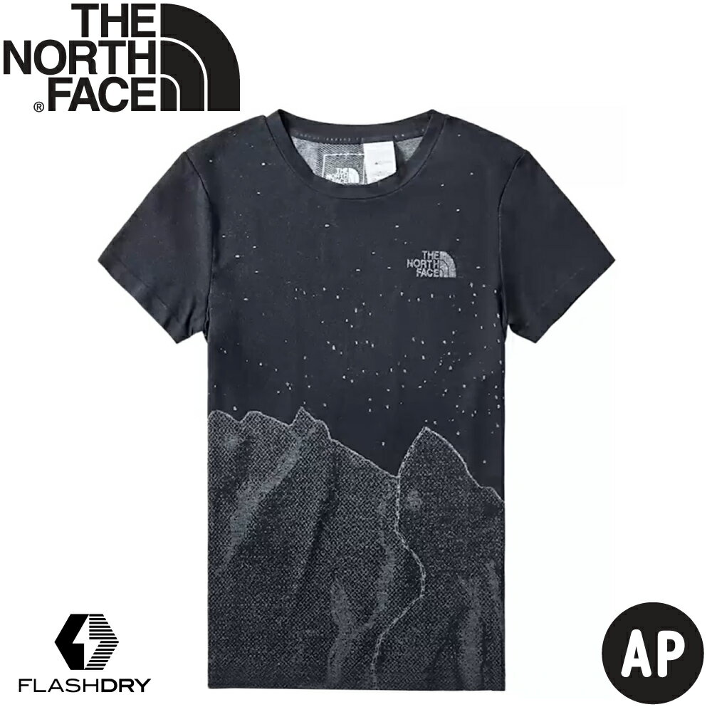 【The North Face 男 吸濕排汗短袖上衣《深海黑藍》】46KV/排汗衣/短袖上衣/圓領T恤
