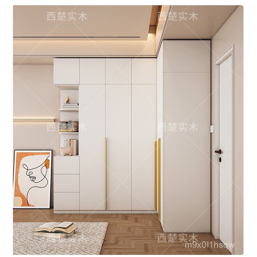 免運 破損補發 實木轉角衣櫃家用臥室小戶型定製收納櫃梳妝臺轉角書桌衣櫃小組閤收納衣櫃 收納箱 整理箱 抽屜櫃 衣櫃 衣櫥