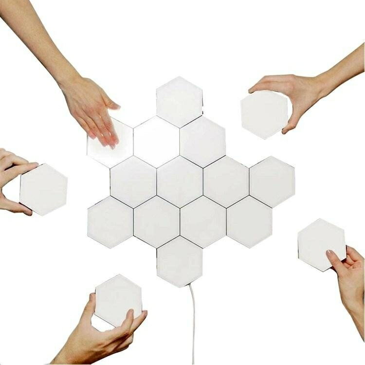 LED量子燈創意壁燈六邊形組合背景墻燈觸控即亮蜂窩燈蜂巢燈