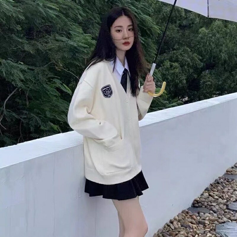 【巴黎精品】現貨+預購 針織外套長袖毛衣-日系制服學院風寬鬆女外套3色m1ab58