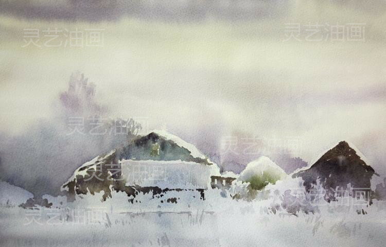 靈藝純手繪冬天雪景雪地油畫客廳臥室裝飾畫無框掛畫