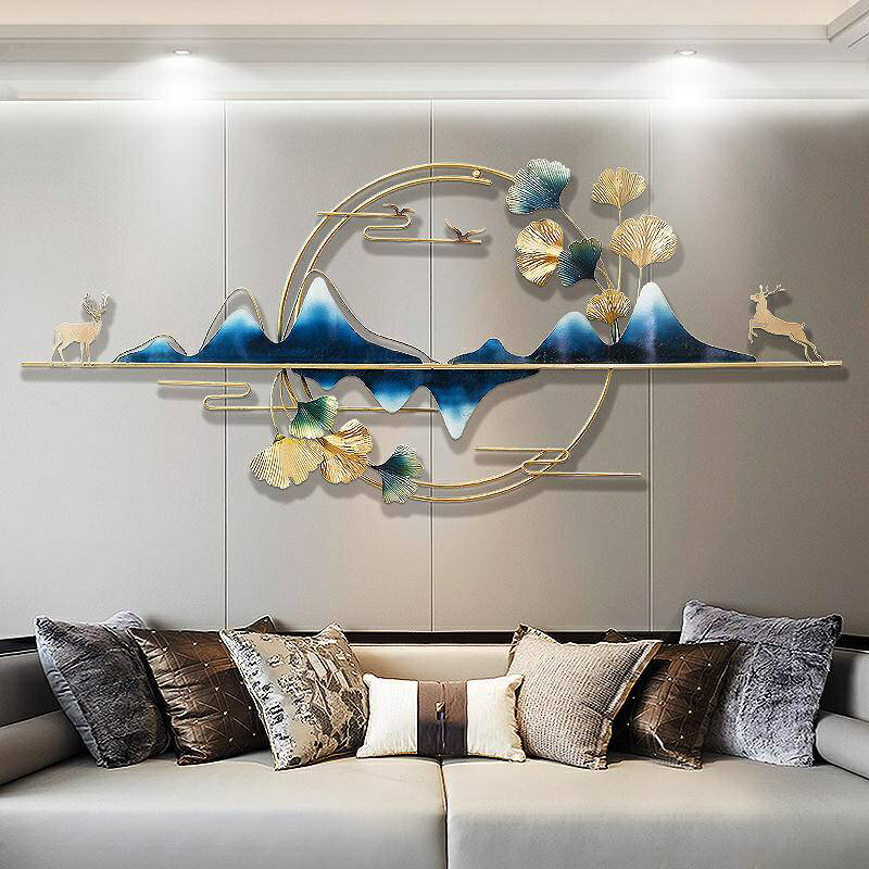 北歐風牆面裝飾 現代簡約壁飾 客廳沙發背景牆飾 臥室床頭牆壁吊飾 金屬立體壁掛 創意手工藝術品 幾何抽象 高檔輕奢掛飾