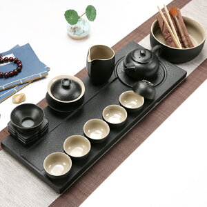 傳藝窯功夫茶具套裝家用簡約自動陶瓷茶具中號茶盤排水式黑陶紫砂