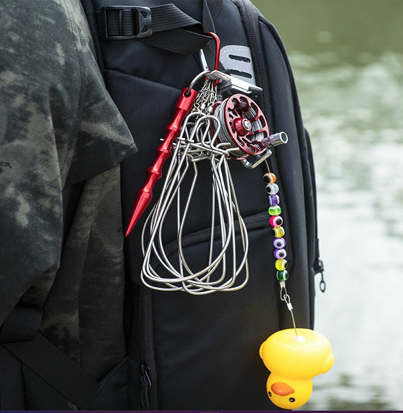 ~廣隆~路亞活魚扣 不鏽鋼魚扣套 魚輪 捲線器 浮標 魚鎖 扣魚 鎖魚 釣魚自帶收納扣 易攜帶 不傷魚