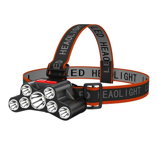 【日本代購】7LED 強大 LED 頭燈 USB 可充電 LED 頭燈超亮頭燈防水手電筒適合露營工作