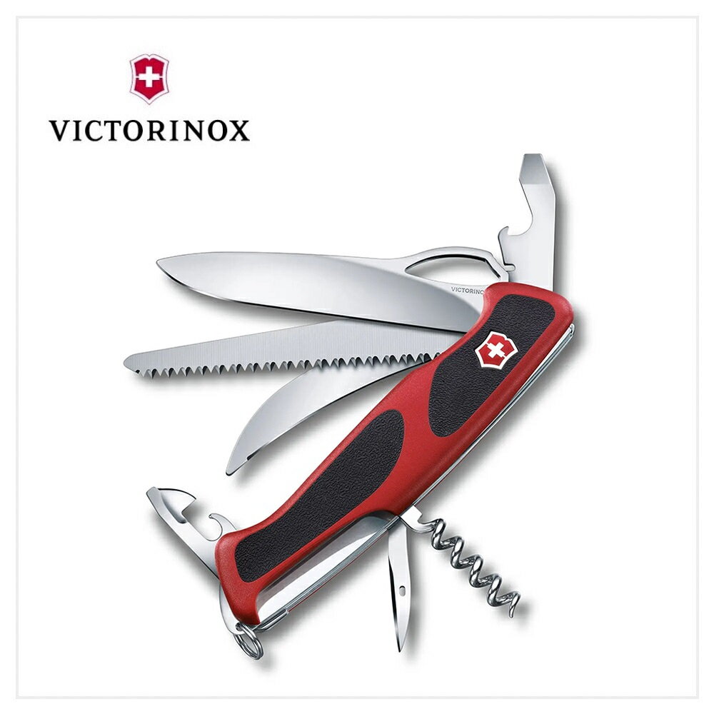VICTORINOX 瑞士維氏 瑞士刀 Ranger Grip 57 Hunter 13用 黑紅 0.9583.MC 1