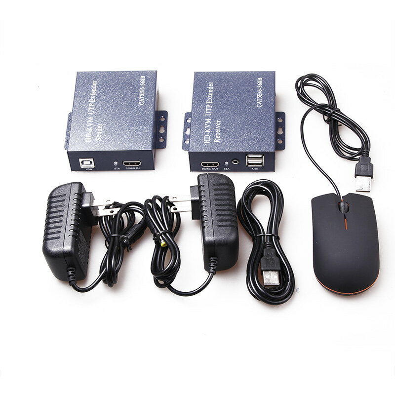 全網最低價~高清HDMI KVM網絡網線延長器轉RJ45傳輸100米150米200米帶USB口鍵盤鼠標傳輸放大器8P網線視頻延長器 4