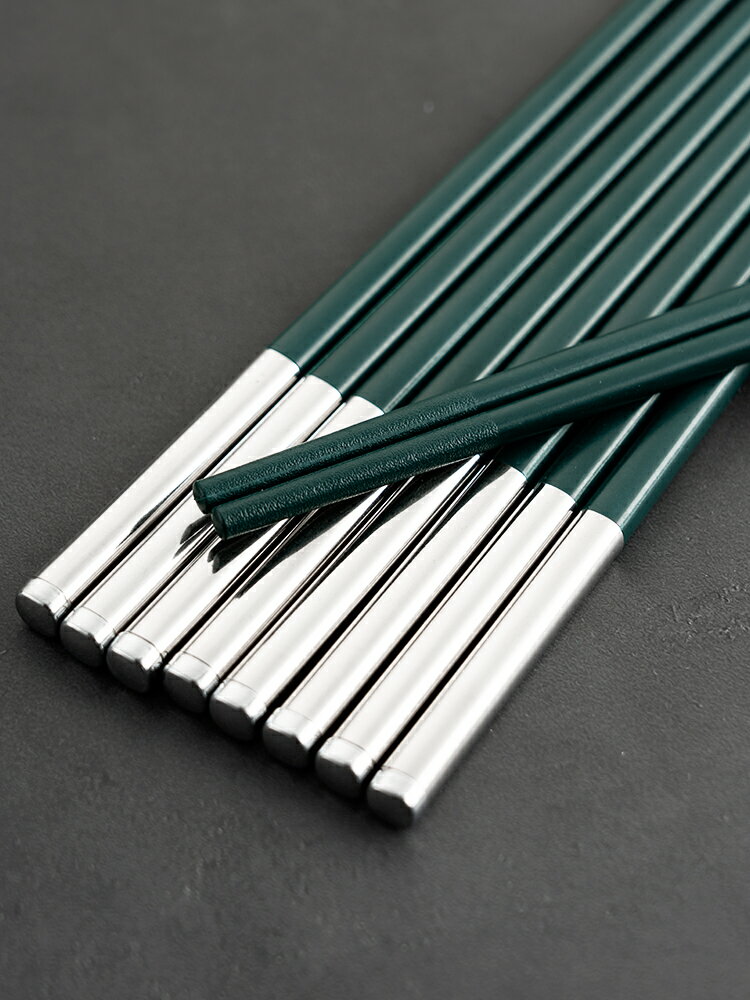 家用抗菌防霉合金筷子加長尖頭防滑筷食品級合金筷耐高溫