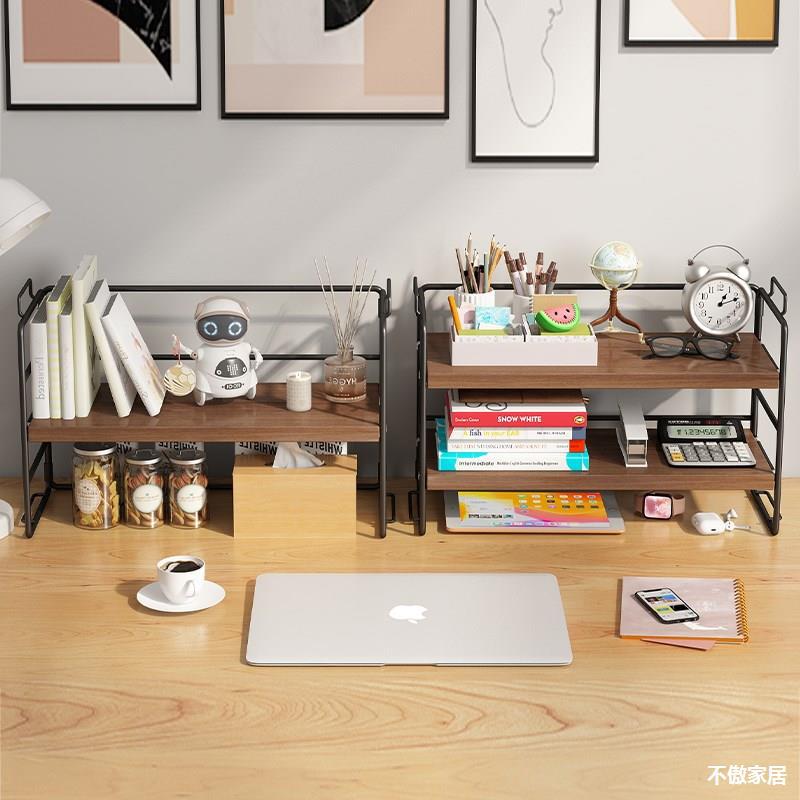 辦公室桌麵整理架書桌收納架子家用簡易桌上多層鐵藝小書架置物架