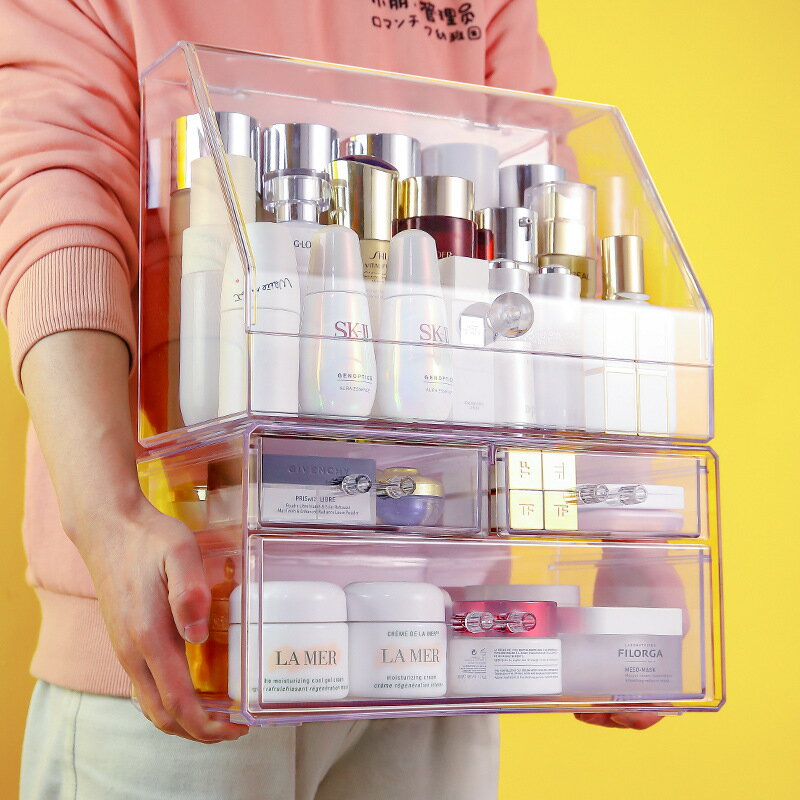 化妝品收納盒防塵家用網紅桌面大容量護膚盒子梳妝臺亞克力置物架