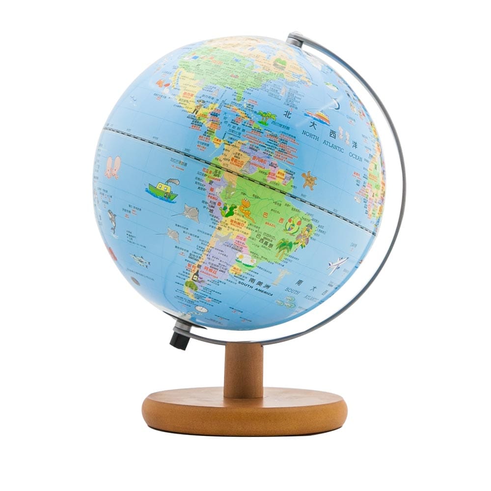 SkyGlobe 10吋可愛插圖木質底座地球儀(附燈/中文版)