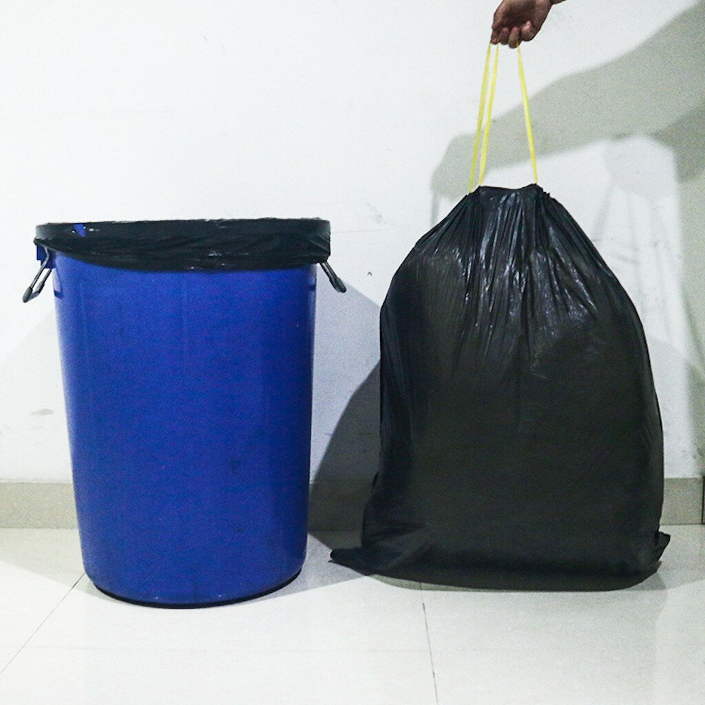 ISONA 20入70x80公分加厚4絲高密度PE 抽繩式垃圾袋 拉繩式垃圾袋 手提自動束口垃圾袋 環保可回收材質 可承重15公斤 3