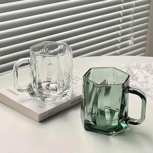 ins風玻璃杯高顏值帶把手玻璃水杯設計感牛奶杯簡約咖啡杯馬克杯