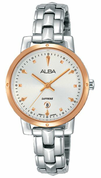 ALBA VJ22-X269KS(AH7P84X1)時尚女孩簡約腕錶/玫瑰金+銀 30mm