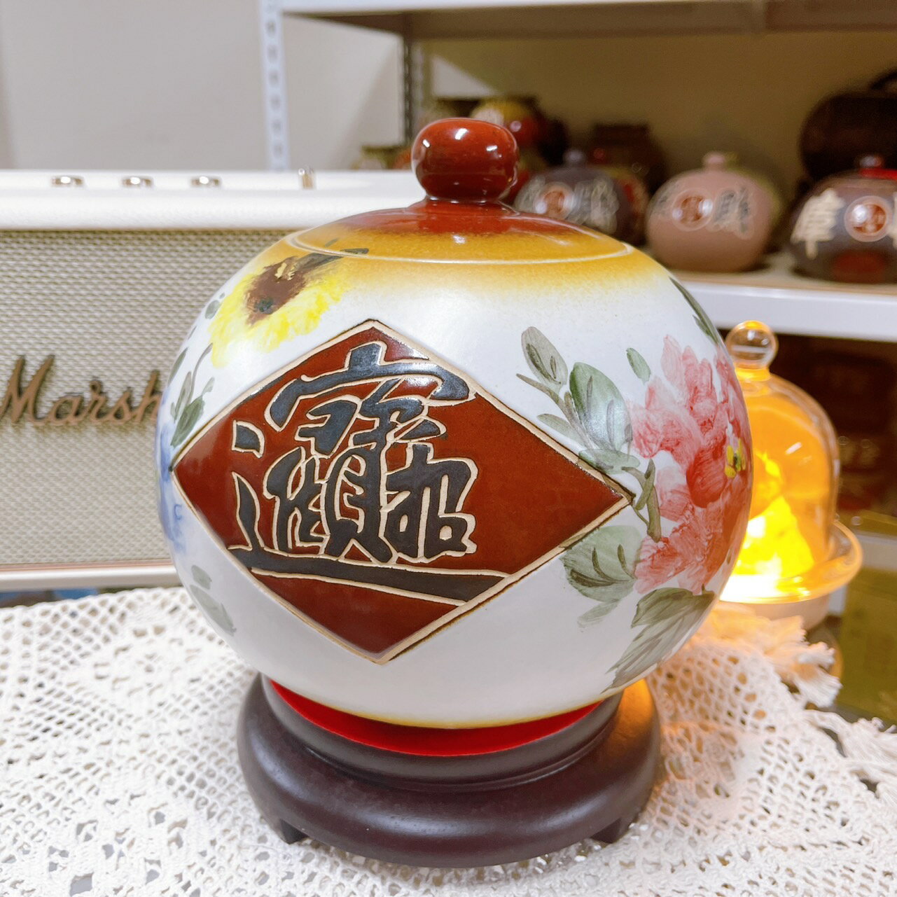 Sweet Heart 田芯開運精選 💯鶯歌陶瓷 手工製作 有蓋彩繪花開富貴 聚寶盆 套組 茶倉 系列 🇹🇼 台灣 1