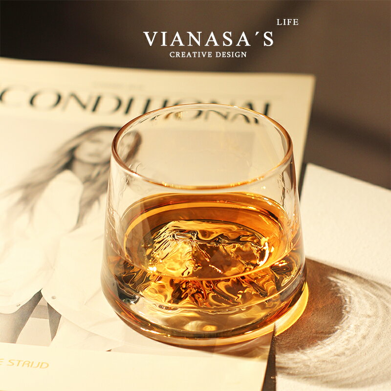 VIANASA'S富士山杯中古冰山杯家用玻璃水杯威士忌酒杯個性洋酒杯