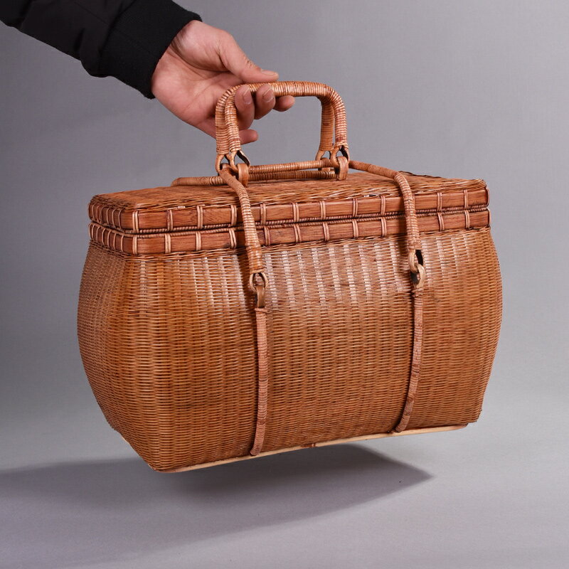 茶人竹編包藤箱令竹夏夢茶箱手工創意復古便攜出行茶具收納盒
