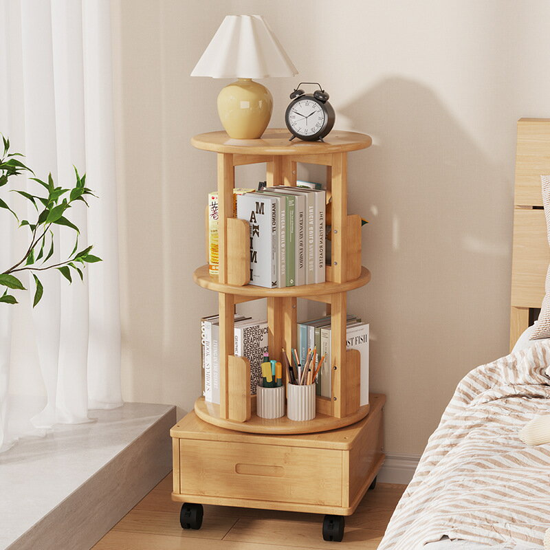 家用兒童書架多功能置物架360度可移動旋轉書櫃閱讀架收納整理架