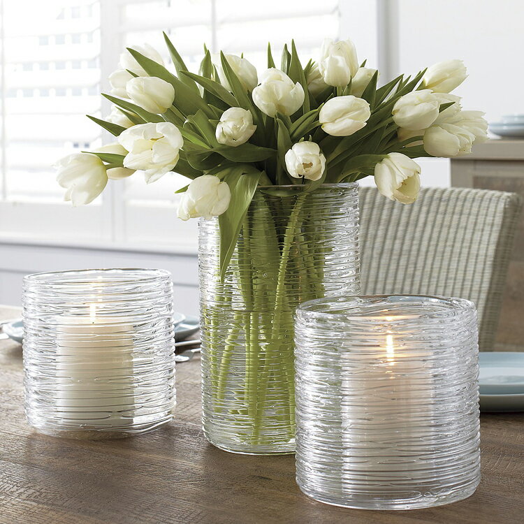 花瓶玻璃透明燭臺擺件原創纏絲直筒花器餐桌搭配歐式簡約餐桌裝飾