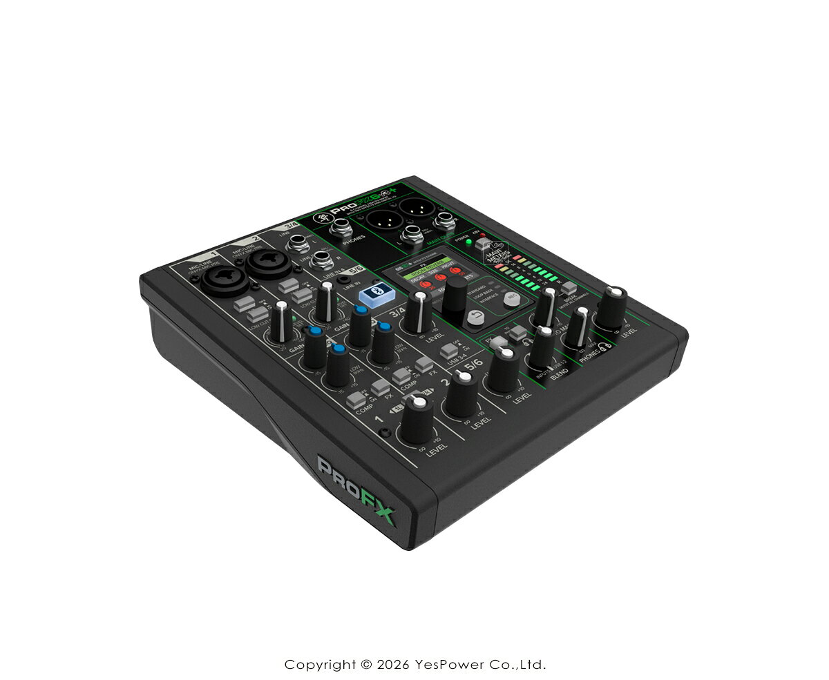 Mackie ProFX6v3+ 6聲道類比混音器 具備增強型效果器、USB錄音模式及藍芽®功能