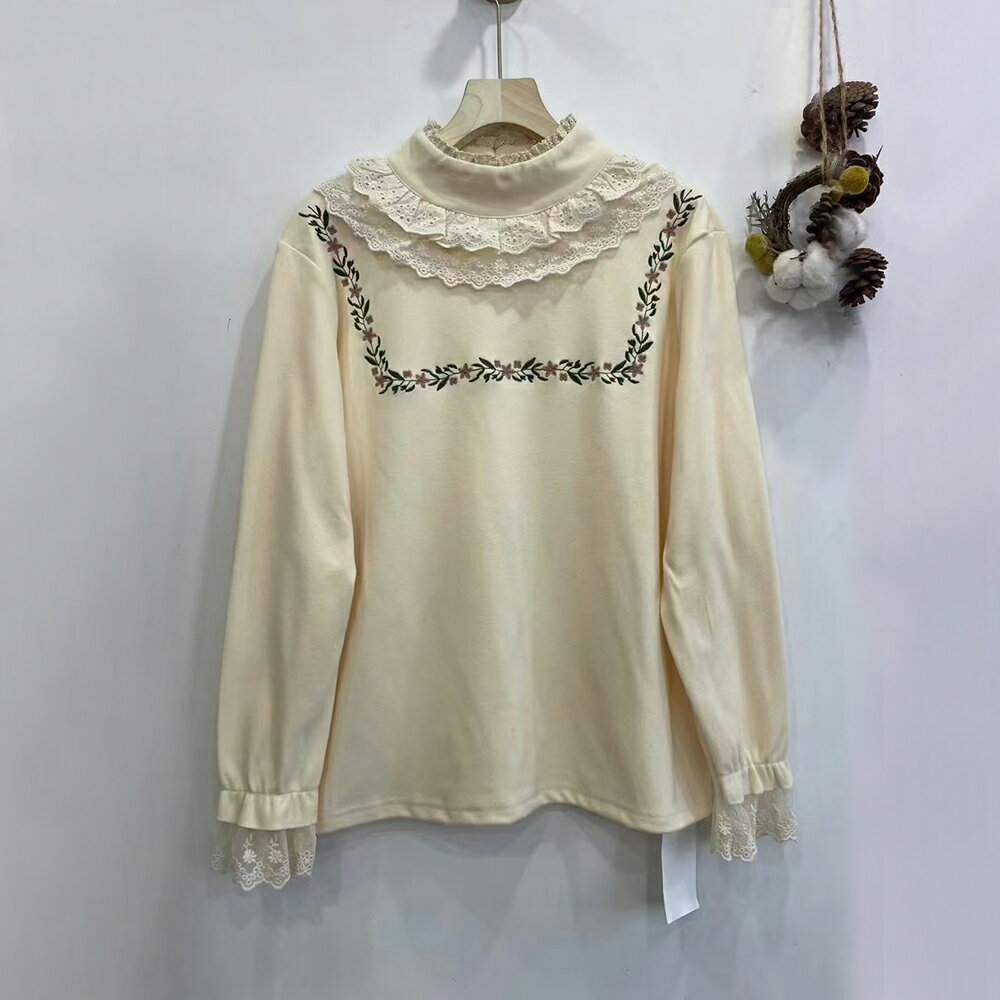 ＊ORead＊日系小清新蕾絲花邊半高領套頭休閒上衣(5色F碼)【限定加碼✿全館滿額再折】