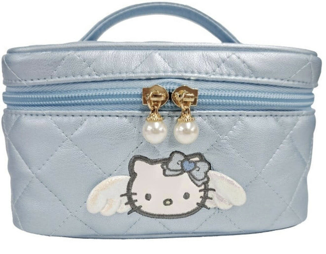 【震撼精品百貨】凱蒂貓 Hello Kitty~日本SANRIO三麗鷗 KITTY珠光菱格皮質手提化妝包-Y2K天使*97896