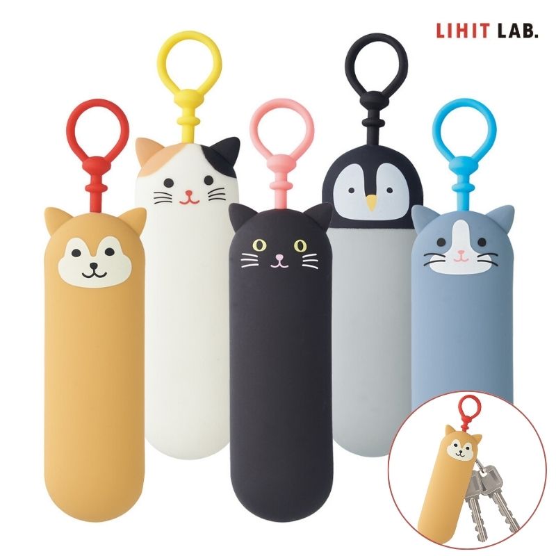 【現貨-日本LIHIT LAB.】PuniLabo 超萌動物造型鑰匙包 鑰匙圈 柴犬 賓士貓 黑貓 企鵝 三色貓
