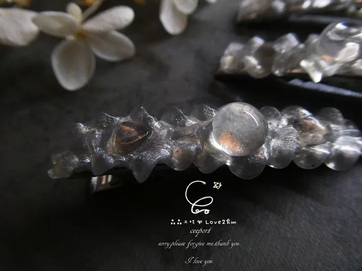 白水晶茶水晶壓夾萬用夾 幸運小飾 白水晶 茶水晶 925純銀 水晶飾品 晶晶工坊-love2hm