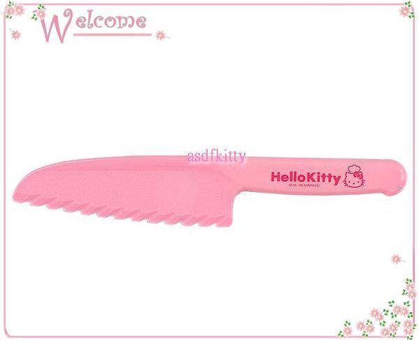 asdfkitty*日本製 KITTY粉紅色波浪安全菜刀-水果刀-兒童用菜刀-廚房新手-手力弱-都好用