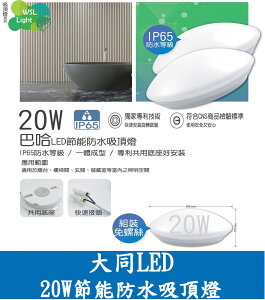 大同 LED 防水 吸頂燈 IP54 20W 全電壓 白/黃光〖永光照明〗TATUNG-CL20-%-WP