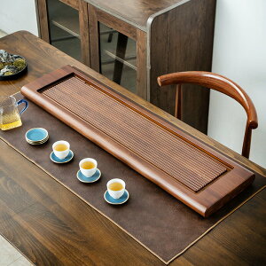 晟窯茶盤家用竹制日式簡約現代長方形茶海茶臺整塊功夫茶具排水式