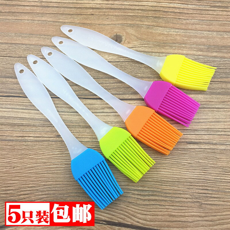 5支裝矽膠油刷小燒烤刷子耐高溫不掉毛廚房烘焙工具蛋糕抹油毛刷1入