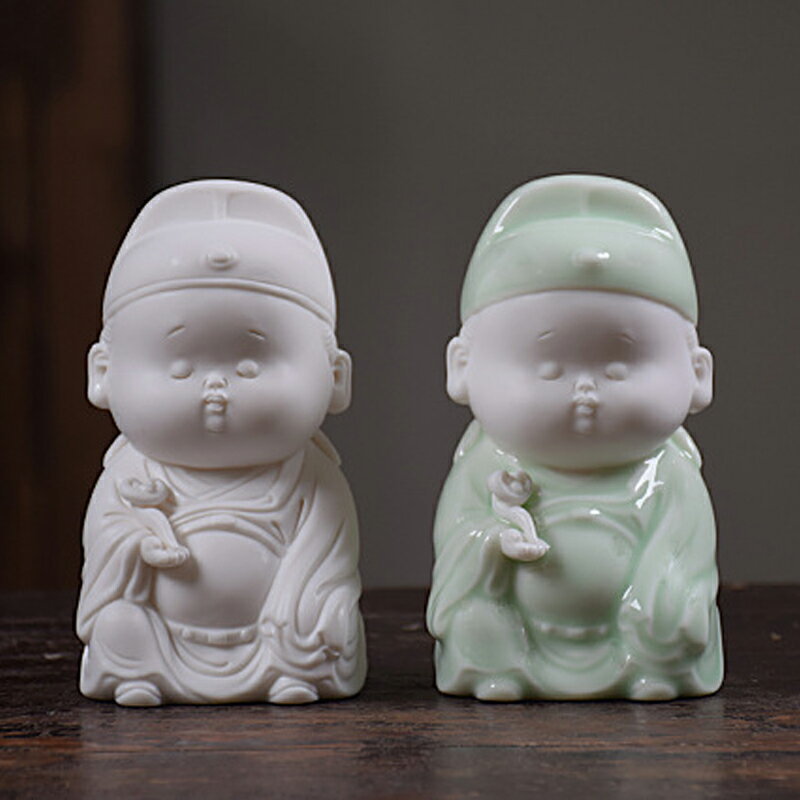 【米蘭精品】現貨+預購 居家擺件禪意手工擺件汽車家居內飾書房客廳配件-純手工陶瓷青釉文昌帝君2款74ml57