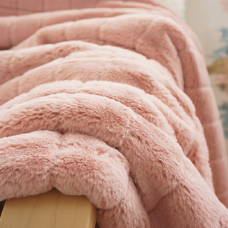 牛貨！手感巨好出口仿皮草兔毛絨毛毯雙層加厚毯子沙發毯裝飾蓋毯