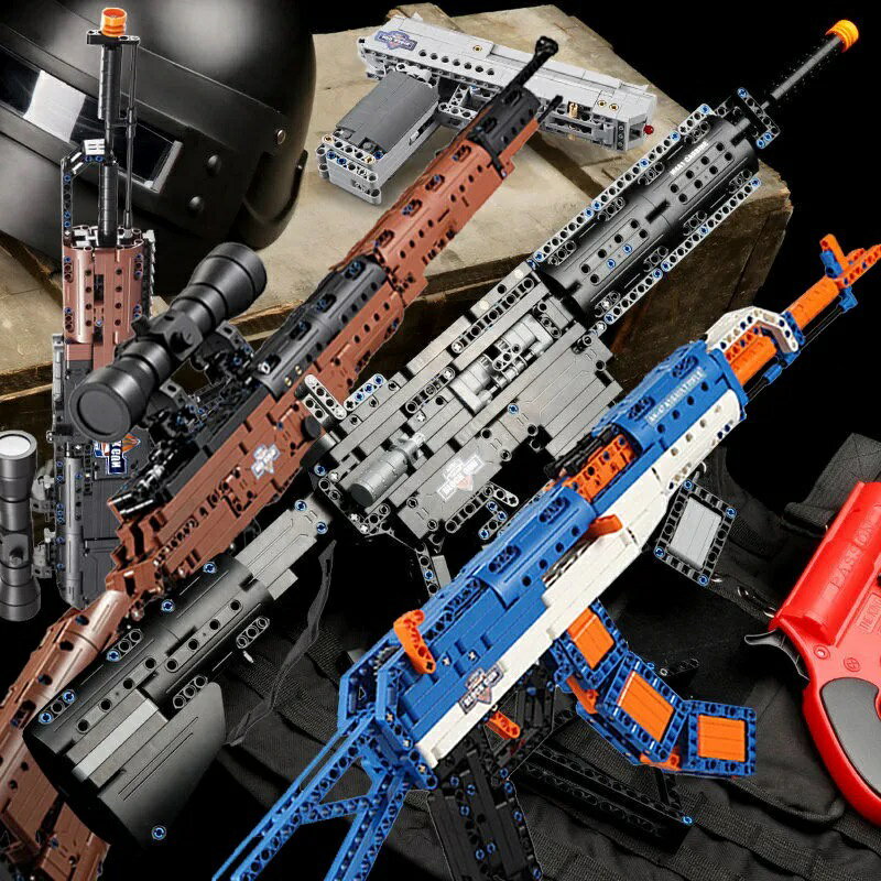 雙鷹/宇星 軍事系列 AK47/沙漠之鷹手槍/98K/沖鋒槍 積木槍 可以發射 經典積木槍模型 相容樂高 拼裝積木玩具
