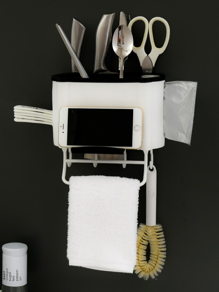 筷子筒壁掛式筷籠塑料瀝水置物架家用廚房餐具勺子收納盒1入