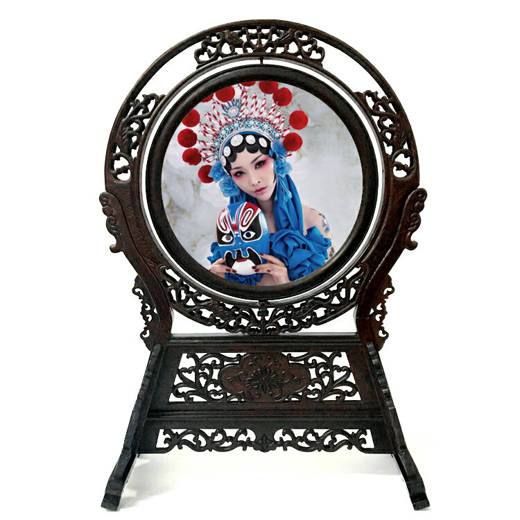 12寸實木雙面雞翅木相架 古典畫框 中式古典照片擺件相框 擺件 3