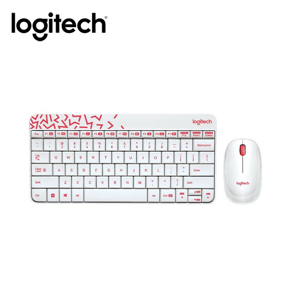 【最高3000點回饋+299免運】Logitech 羅技 MK240 Nano 無線鍵盤滑鼠組 白色/紅邊★(7-11滿299免運)