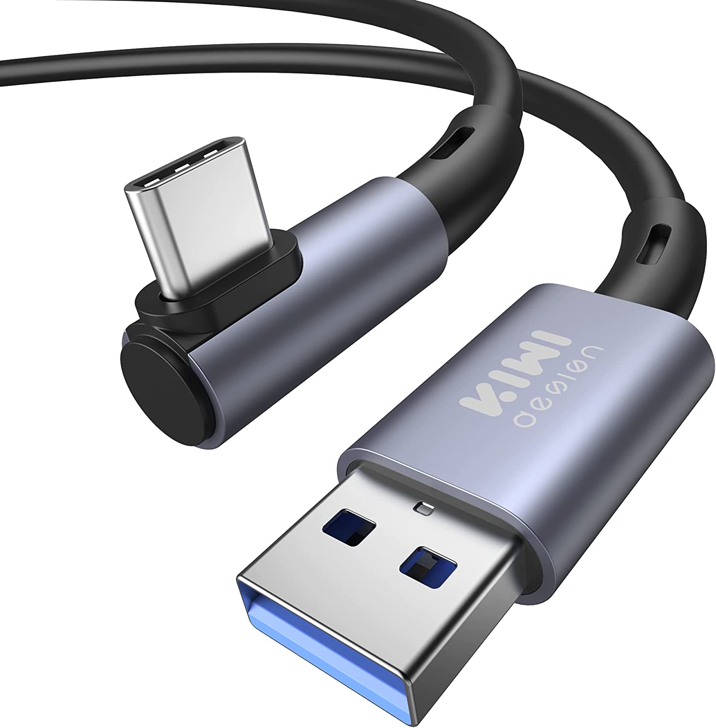 【日本代購】KIWI design 連接線3M/10FT Quest 2配件兼容,USB 3.0 PC遊戲線高速穩定(黑色)