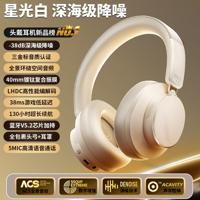 柏林之聲主動ANC頭戴式降噪藍牙耳機無線超長續航消噪低延遲遊戲【北歐家居生活】