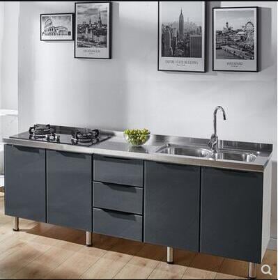 可定制🔥 ✅流理台 簡易櫥櫃家用不銹鋼廚房櫃子灶臺櫃櫥櫃一體組裝廚櫃