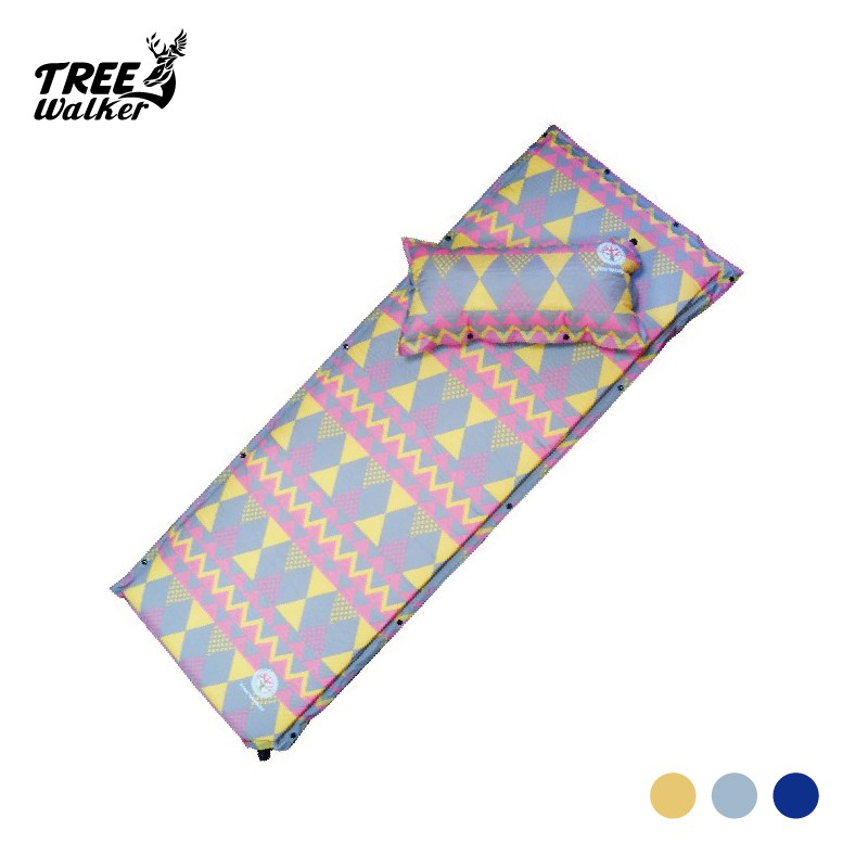 【Treewalker露遊】 6公分自動充氣睡墊(附枕頭) 充氣睡墊 睡墊 可併接加寬 新款繽紛4色 超美